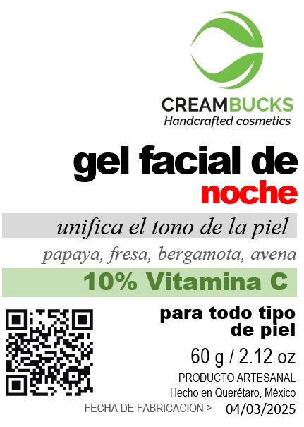 Gel facial de noche para unificar el tono de la piel